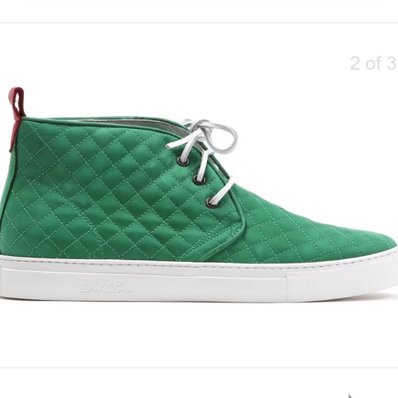 RARE Del Toro 2014 Spring Quilted Green Leather Alto Chukka Sneakers Size 11 - Picture 2 of 8